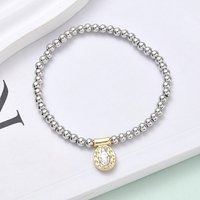 Bracelets en laiton avec charms ovales et perles rondes pour femmes — Bracelet Femme