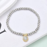 Bracelets en laiton avec charms ovales et perles rondes pour femmes — Bracelet Femme