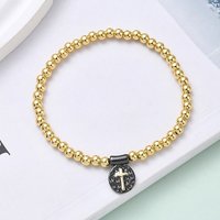 Bracelets en laiton avec charms ovales et perles rondes pour femmes — Bracelet Femme