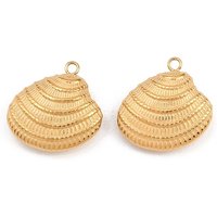 Pendentif en acier inoxydable 304, forme de coquillage, plaqué or 18K — Breloques et pendentifs