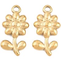 Pendentif en Acier Inoxydable 304, Fleur, Plaqué Or 18K — Breloques et pendentifs