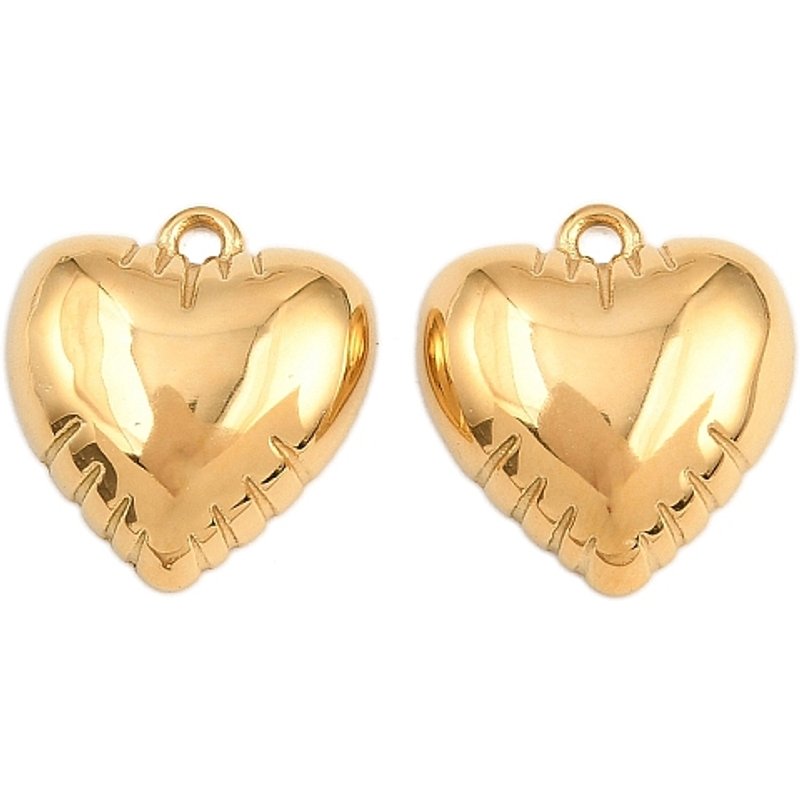Pendentif en Acier Inoxydable 304 en Forme de Cœur, Plaqué Or 18K, Trou de 1.8mm — Breloques et pendentifs