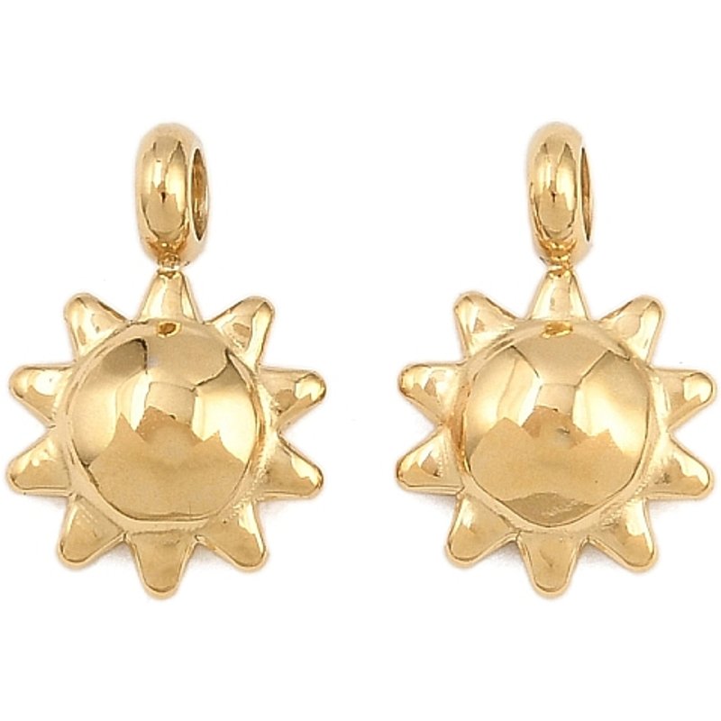 Pendentif en Acier Inoxydable 304, Fleur, Plaqué Or 18K, Sans Plomb ni Cadmium — Breloques et pendentifs