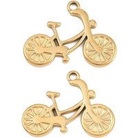 Pendentif en Acier Inoxydable 304, Vélo, Plaqué Or 18K — Breloques et pendentifs
