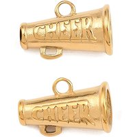 Charm en Acier Inoxydable 304, Trompette avec le Mot Cheer, Plaqué Or 18K — Breloques et pendentifs