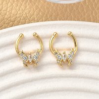 Anneaux de nez en laiton avec zircone cubique claire en pavé — Bijoux fantaisie
