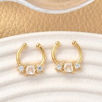 Brass Pave Clear Cubic Zirconia Horseshoe Barbell Nose Rings — Costume Jewelry