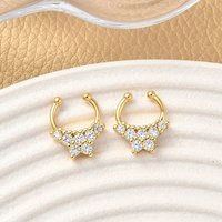 Brass Pave Clear Cubic Zirconia Horseshoe Barbell Nose Rings