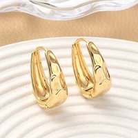 Boucles d'oreilles ovales en laiton, sans nickel, plaquées or 18K — Boucles d'oreilles créoles