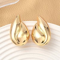 Brass Teardrop Stud Earrings, Nickel Free, 18K Gold Plated — Costume Jewelry
