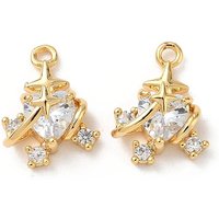 Brass Micro Pave Heart Pendant with Cubic Zirconia, 18K Gold Plated — Charms & Pendants