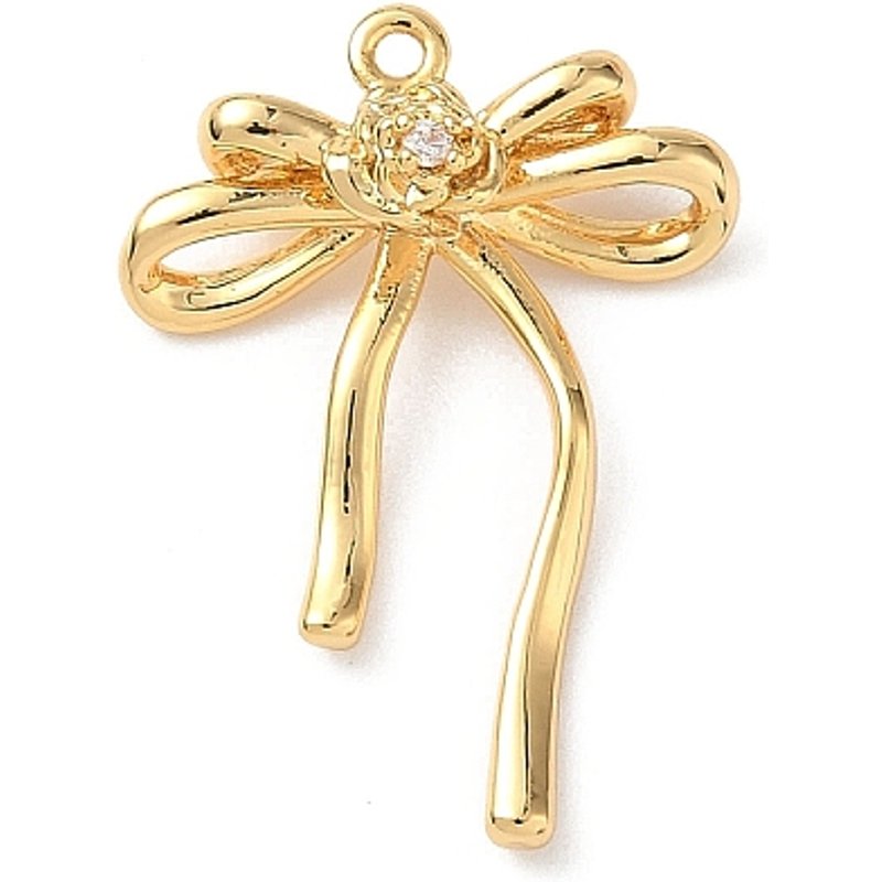 Pendentif en laiton Micro Pave Zirconia Cubique Clair, Charme Nœud Papillon — Breloques et pendentifs