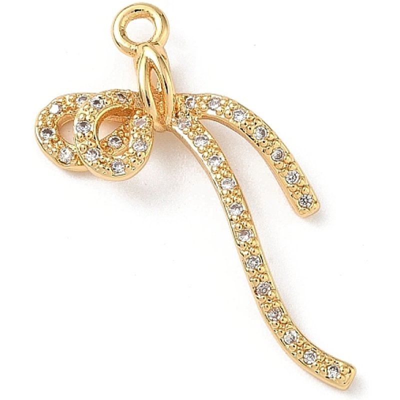 Brass Micro Pave Clear Cubic Zirconia Bowknot Charm Pendant — Charms & Pendants