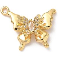 Brass Micro Pave Clear Cubic Zirconia Butterfly Charm Pendant — Charms & Pendants