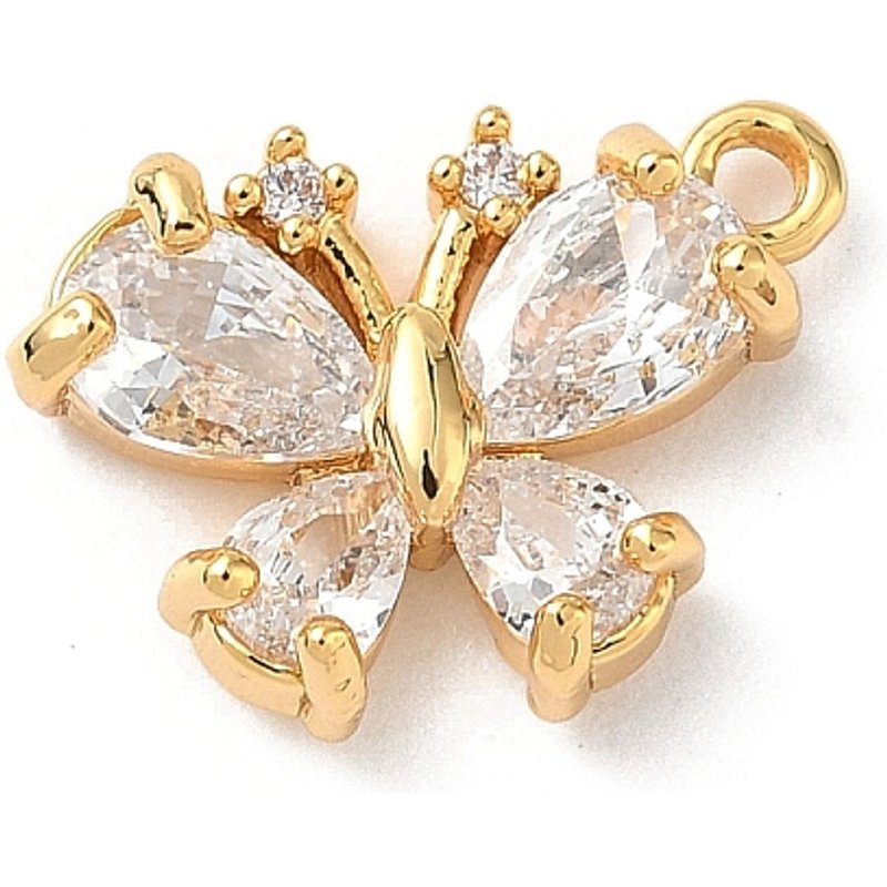 Brass Micro Pave Clear Cubic Zirconia Butterfly Charm, Nickel Free — Charms & Pendants