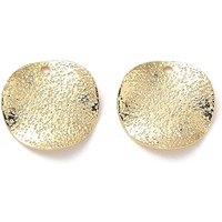 Brass Flat Round Charm Pendant, Textured, Nickel Free, 18K Gold Plated
