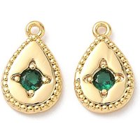 Charm Teardrop en Zirconia Cubique Micro Pave en Laiton, Plaqué Or 18K — Breloques et pendentifs