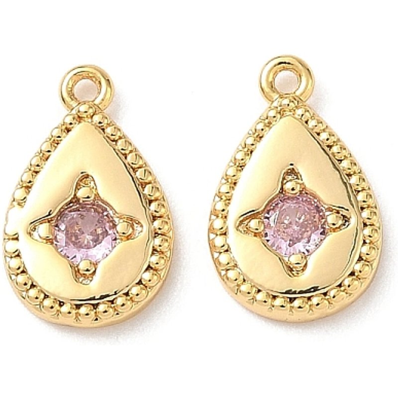 Charm en laiton avec zircon cubique micro pavé, goutte d'eau, plaqué or 18K — Breloques et pendentifs