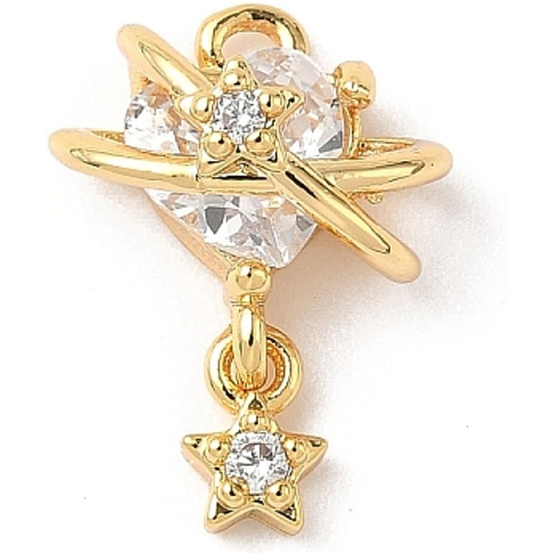 Brass Micro Pave Cubic Zirconia Heart, Planet & Star Pendants — Charms & Pendants