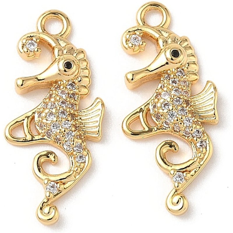 Pendentif en laiton en forme de cheval marin avec zircon cubique clair — Breloques et pendentifs