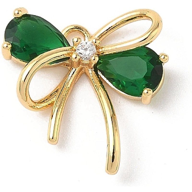 Charm Bowknot en Zircon Cubique Micro Pave en Laiton, Plaqué Or 18K — Breloques et pendentifs