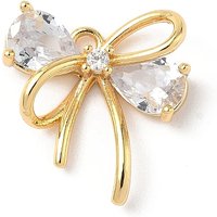Brass Micro Pave Cubic Zirconia Bowknot Charm Pendant, 18K Gold Plated — Charms & Pendants