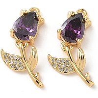 Pendentif Fleur en Zircon Cubique Micro Pave en Laiton, Plaqué Or 18K — Breloques et pendentifs