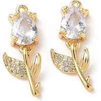 Pendentif Fleur en Zircon Cubique Micro Pave en Laiton, Plaqué Or 18K — Breloques et pendentifs
