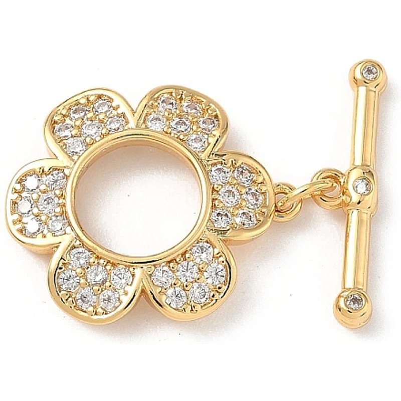 Fermoirs à bascule en laiton avec zircon cubique clair en micro pavé — Accessoires pour bijoux