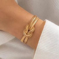 Bracelet Chaîne Serpent en Fer pour Femmes, Nœud, Doré, 6-7/8 pouces — Bracelet Femme