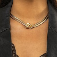 Iron Snake Chain Knot Necklace for Women, Golden, 15.91 Inch