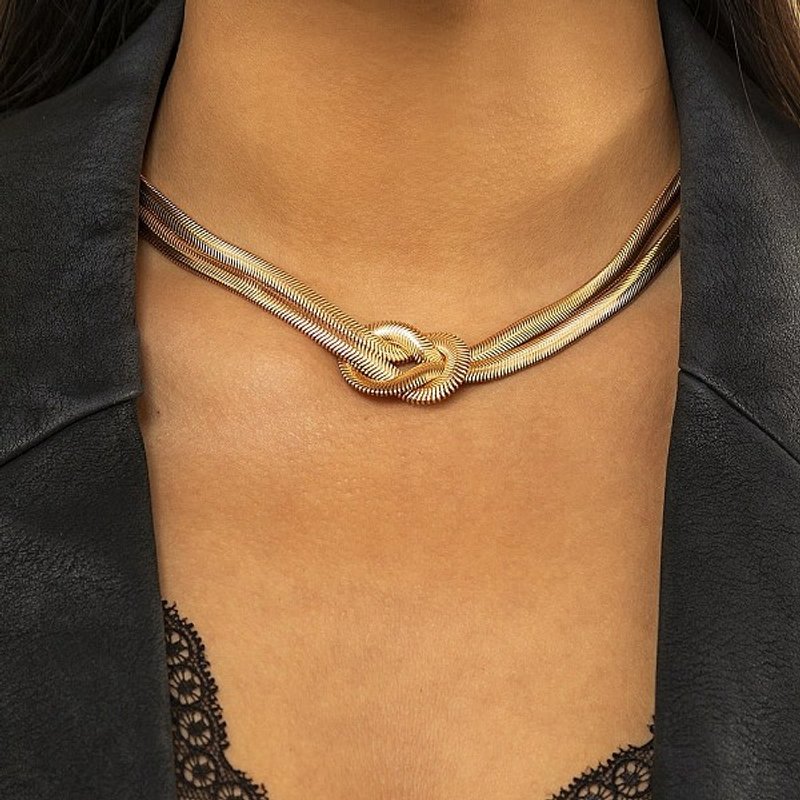 Collier en Chaîne Serpent en Fer pour Femmes, Doré, 15.91 Pouces — Collier pendentif