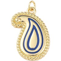 Brass Enamel Teardrop Pendants, 18K Gold Plated, Deep Sky Blue — Charms & Pendants