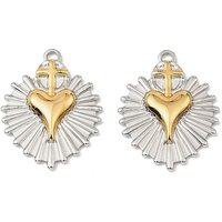 Pendants en Acier Inoxydable 304 en Forme de Coeur, Sans Plomb, Couleur Dorée et Acier — Breloques et pendentifs