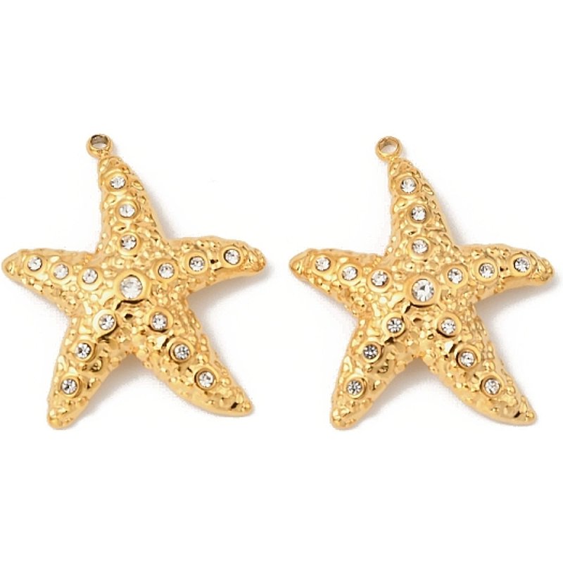 Pendentif en Acier Inoxydable 304 en Forme d'Étoile de Mer avec Strass - Doré — Breloques et pendentifs