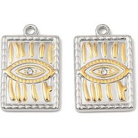 Pendentifs en Acier Inoxydable 304 avec Rhinestones, Rectangle avec Œil — Breloques et pendentifs