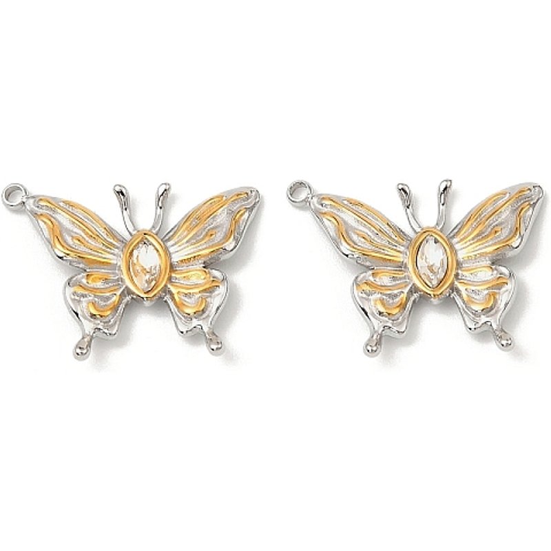 Pendentif en Rhinestone Papillon en Acier Inoxydable 304, Sans Plomb — Breloques et pendentifs