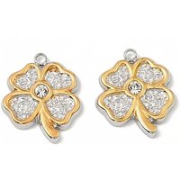 Pendentif Rhinestone Trèfle en Acier Inoxydable 304, Plaqué Or — Breloques et pendentifs