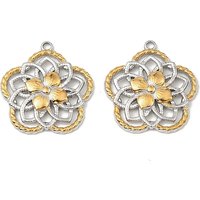 Pendentifs en Acier Inoxydable 304, Fleur, Sans Plomb, Couleur Dorée et Acier — Breloques et pendentifs
