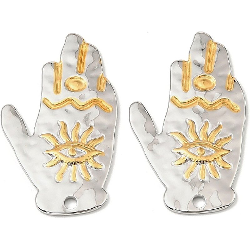 Pendentif en Acier Inoxydable 304, Main avec Œil, Sans Plomb, 43x25mm — Breloques et pendentifs