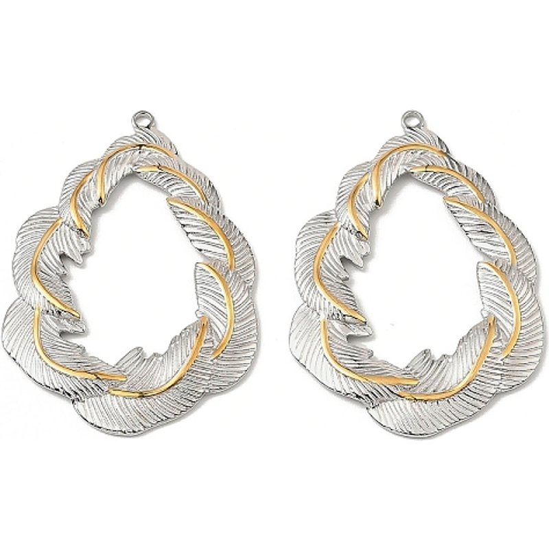 Pendentif en Acier Inoxydable 304 en Forme de Goutte de Plume, Sans Plomb ni Cadmium — Breloques et pendentifs