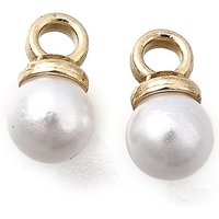 ABS Plastic Round Pearl Pendants with Golden Alloy Loop, White — Charms & Pendants