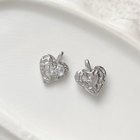 Brass Micro Pave Cubic Zirconia Heart Charms, Platinum Finish