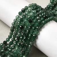 Brins de perles de quartz fraise vert naturel, ronds facettés, 4-4.5mm — Perles à bijoux
