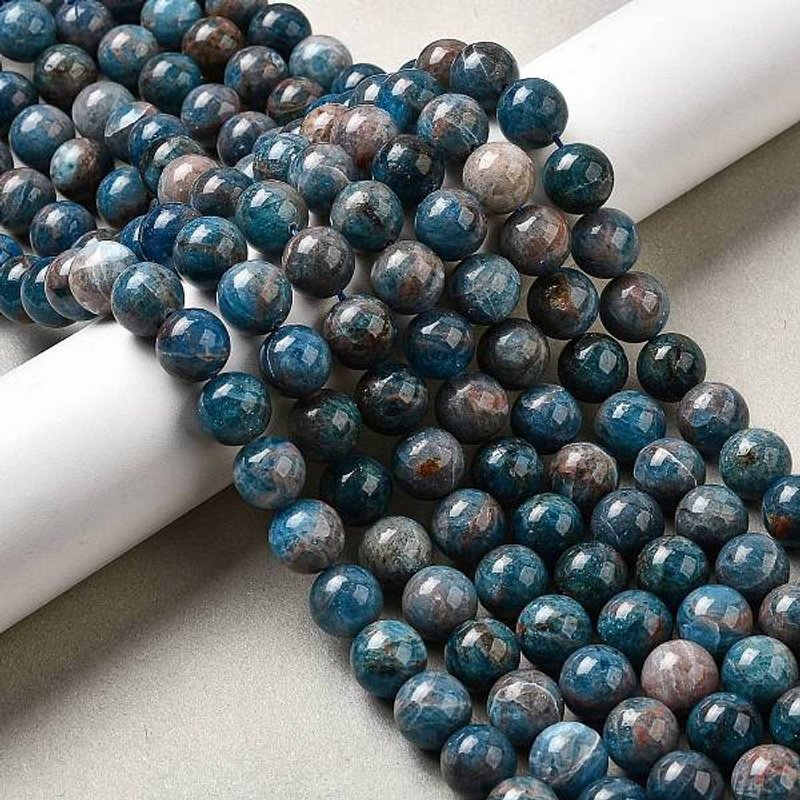 Natural Apatite Beads Strands, Round Blue, 12mm, 34pcs/strand — Jewelry Beads