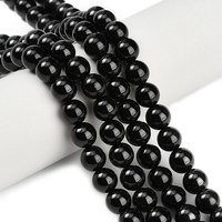 Brins de perles en spinelle noir naturel, ronds, 6mm, 15.35 pouces