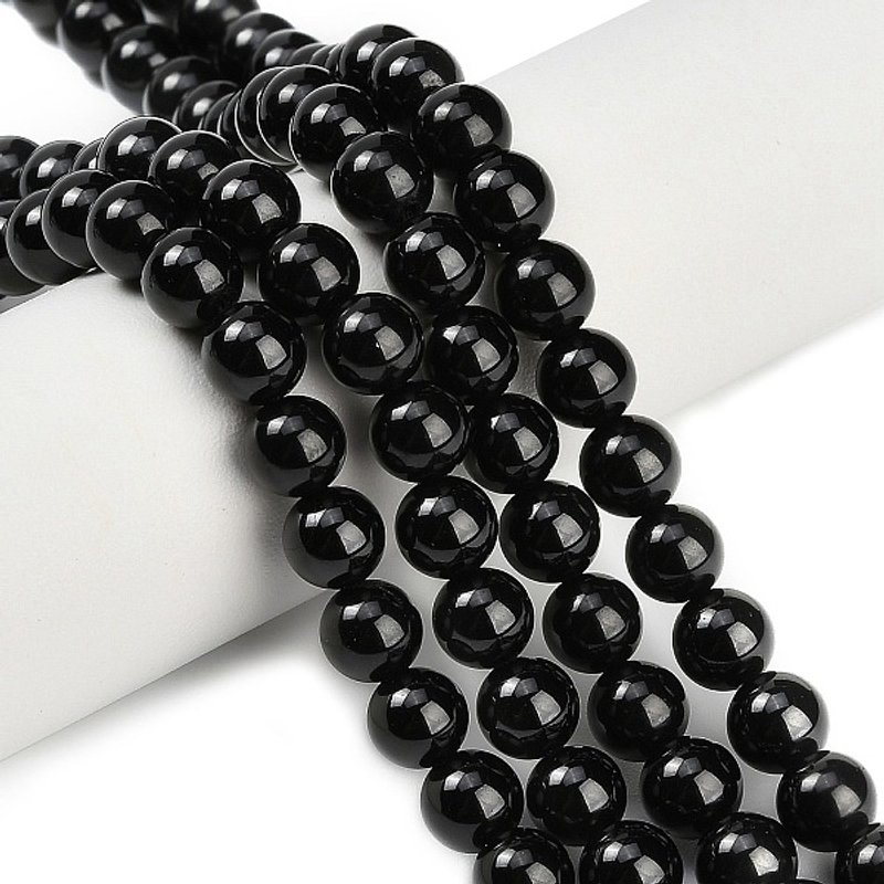 Natural Black Spinel Beads Strands, Round, 6mm, 15.35 inch — Jewelry Beads