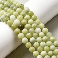 Fils de perles en jade citron naturel, rond, 6mm, trou de 0,8mm — Perles à bijoux