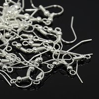Crochets de Boucles d'Oreilles en Fer avec Boucle Horizontale, Sans Cadmium, Argent