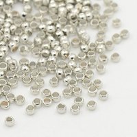 Brass Crimp Beads, Cadmium Free, Nickel Color, 2mm Diameter — Jewelry Beads